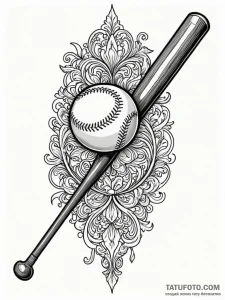 A classic baseball bat and ball, action,, tat... - эскиз тату (№1752297115_0, 12.07.2025 05:11) — Tatufoto.com