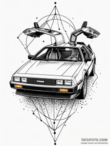 The delorean from back to the future, tattoo... - эскиз тату (№1752297533_0, 12.07.2025 05:18) — Tatufoto.com