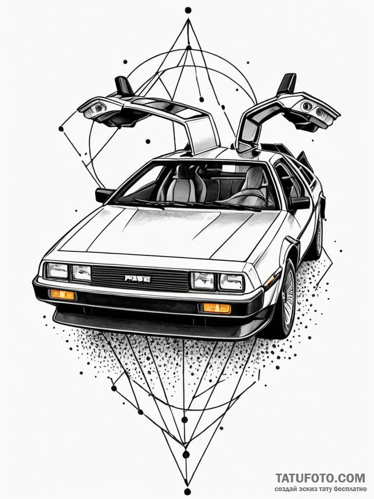 The delorean from back to the future, tattoo… — эскиз тату (№1752297533_0, 12.07.2025 05:18) — Tatufoto.com