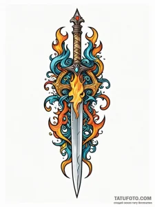 Dagger forming from bone flame, tattoo flash... - эскиз тату (№1752298117_0, 12.07.2025 05:28) — Tatufoto.com