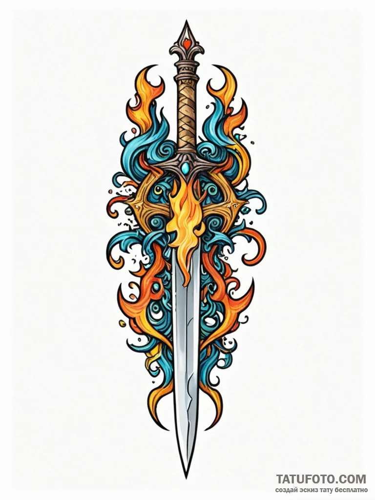 Dagger forming from bone flame, tattoo flash... - эскиз тату (№1752298117_0, 12.07.2025 05:28) — Tatufoto.com