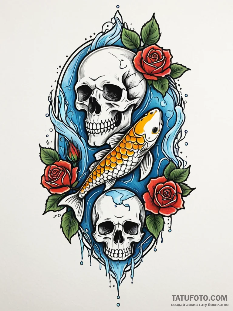 Koi pond frozen beneath ice, tattoo line art,... - эскиз тату (№1752298787_0, 12.07.2025 05:39) — Tatufoto.com