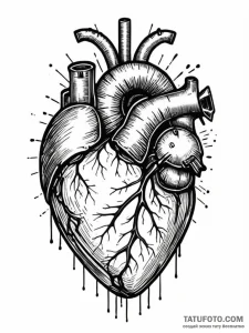 Lock made from an anatomical heart, tattoo fl... - эскиз тату (№1752299624_0, 12.07.2025 05:53) — Tatufoto.com