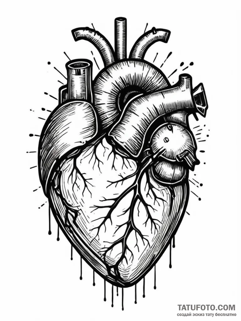 Lock made from an anatomical heart, tattoo fl... - эскиз тату (№1752299624_0, 12.07.2025 05:53) — Tatufoto.com