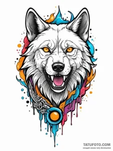 Abyssal wolf prowling ruins, tattoo drawing o... - эскиз тату (№1752299792_0, 12.07.2025 05:56) — Tatufoto.com