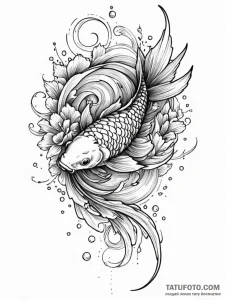 Holographic koi fish swimming through the air... - эскиз тату (№1752300043_0, 12.07.2025 06:00) — Tatufoto.com