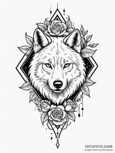 Astral wolf with galaxy fur, tattoo flash she... - эскиз тату (№1752300211_0, 12.07.2025 06:03) — Tatufoto.com