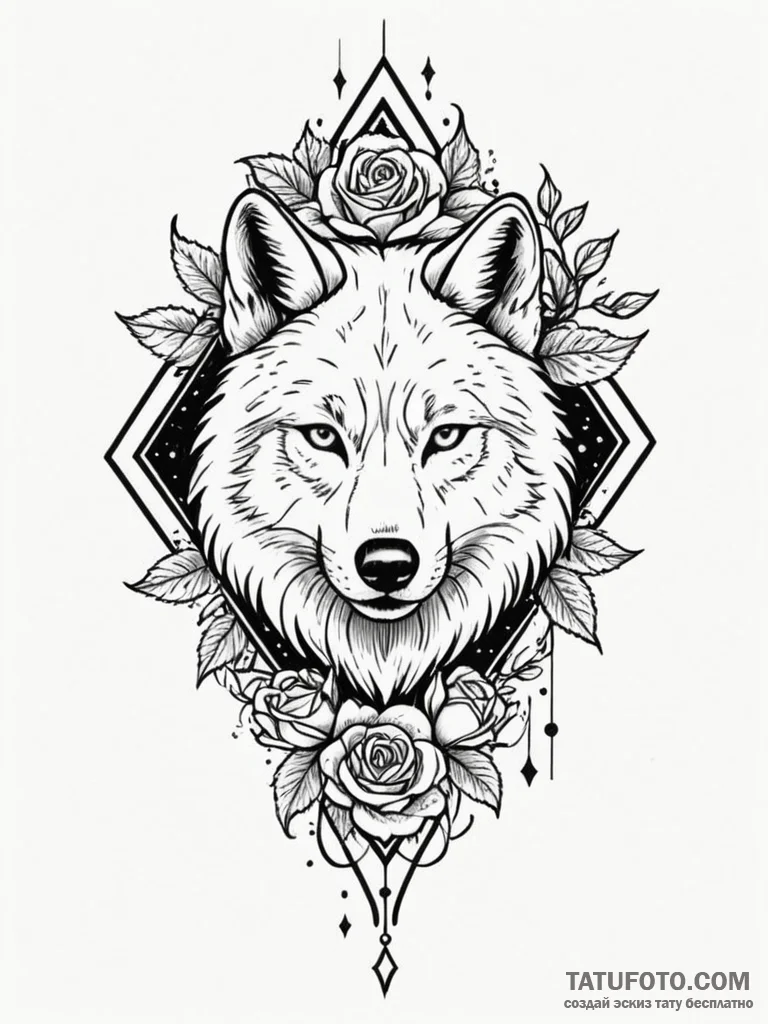 Astral wolf with galaxy fur, tattoo flash she… — эскиз тату (№1752300211_0, 12.07.2025 06:03) — Tatufoto.com