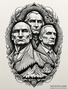 Mount rushmore, but the faces are of four dar... - эскиз тату (№1752300466_0, 12.07.2025 06:07) — Tatufoto.com