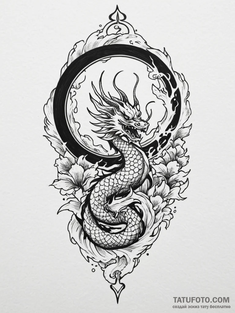 Phoenix sigil beneath burning sky, artistic t... - эскиз тату (№1752300635_0, 12.07.2025 06:10) — Tatufoto.com