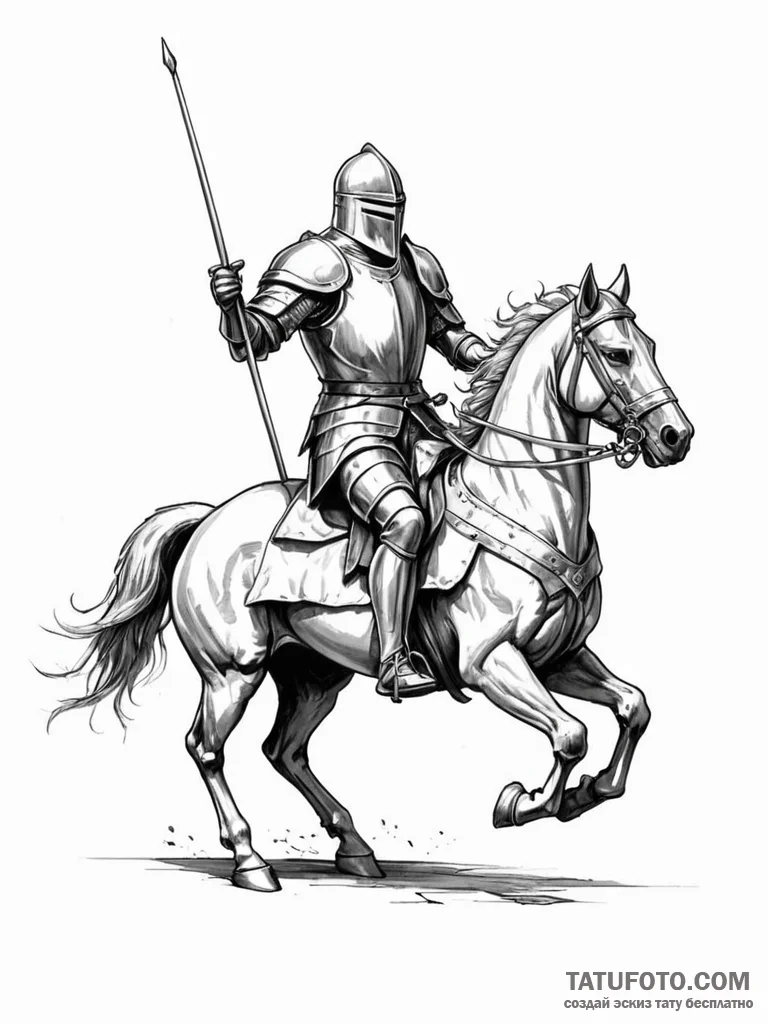 Knight jousting - эскиз тату (№1752300720_0, 12.07.2025 06:12) — Tatufoto.com