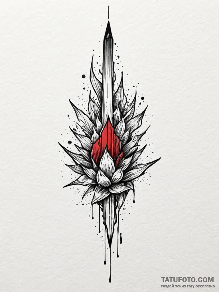 Ruby blade beneath spectral rift, artistic ta… — эскиз тату (№1752301054_0, 12.07.2025 06:17) — Tatufoto.com