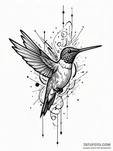 Hummingbird with wings of razor blades, artis... - эскиз тату (№1752301392_0, 12.07.2025 06:23) — Tatufoto.com