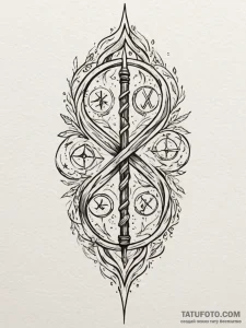 Arcane staff wrapped in runes, tattoo flash s... - эскиз тату (№1752301645_0, 12.07.2025 06:27) — Tatufoto.com
