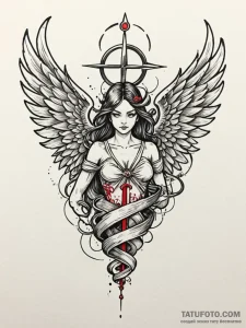 Molten wings tearing veil, tattoo drawing out... - эскиз тату (№1752302147_0, 12.07.2025 06:35) — Tatufoto.com