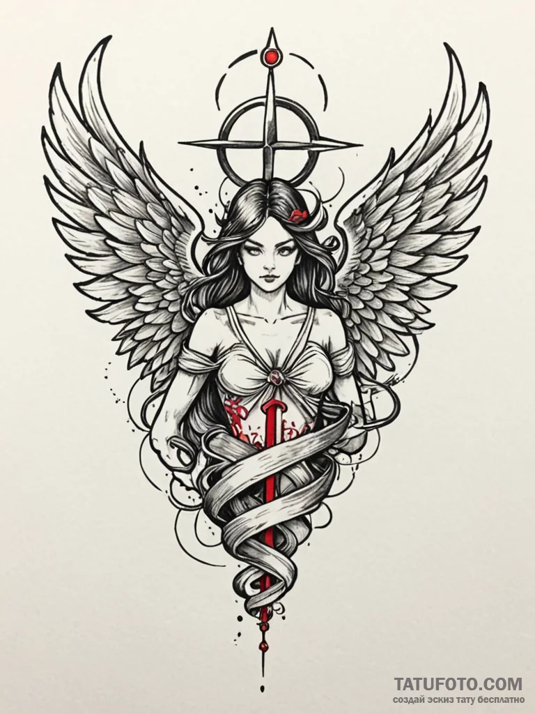 Molten wings tearing veil, tattoo drawing out… — эскиз тату (№1752302147_0, 12.07.2025 06:35) — Tatufoto.com