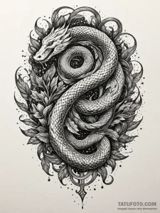 Hidden serpent through spectral storm, ink il... - эскиз тату (№1752302315_0, 12.07.2025 06:38) — Tatufoto.com