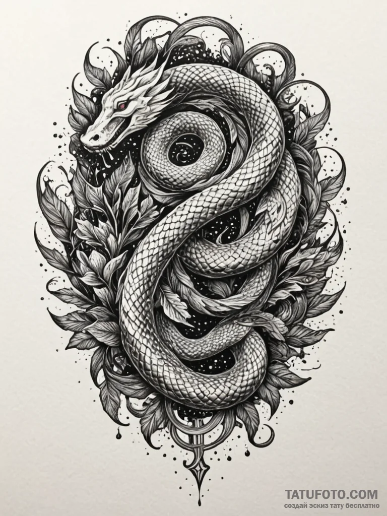 Hidden serpent through spectral storm, ink il... - эскиз тату (№1752302315_0, 12.07.2025 06:38) — Tatufoto.com