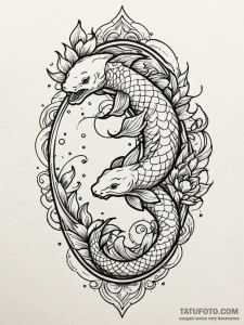 Koi serpent through shattered mirror, tattoo... - эскиз тату (№1752302820_0, 12.07.2025 06:47) — Tatufoto.com