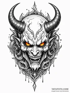 Arabesque frame with demon inside, tattoo ske... - эскиз тату (№1752302905_0, 12.07.2025 06:48) — Tatufoto.com