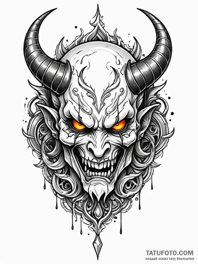 Arabesque frame with demon inside, tattoo ske… — эскиз тату (№1752302905_0, 12.07.2025 06:48) — Tatufoto.com