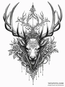 Bloodied antlers wrapped in wire, tattoo sket... - эскиз тату (№1752303157_0, 12.07.2025 06:52) — Tatufoto.com