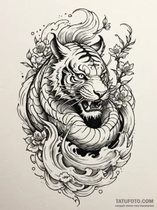 Abyssal tiger with shadow stripes, tattoo dra... - эскиз тату (№1752303411_0, 12.07.2025 06:56) — Tatufoto.com