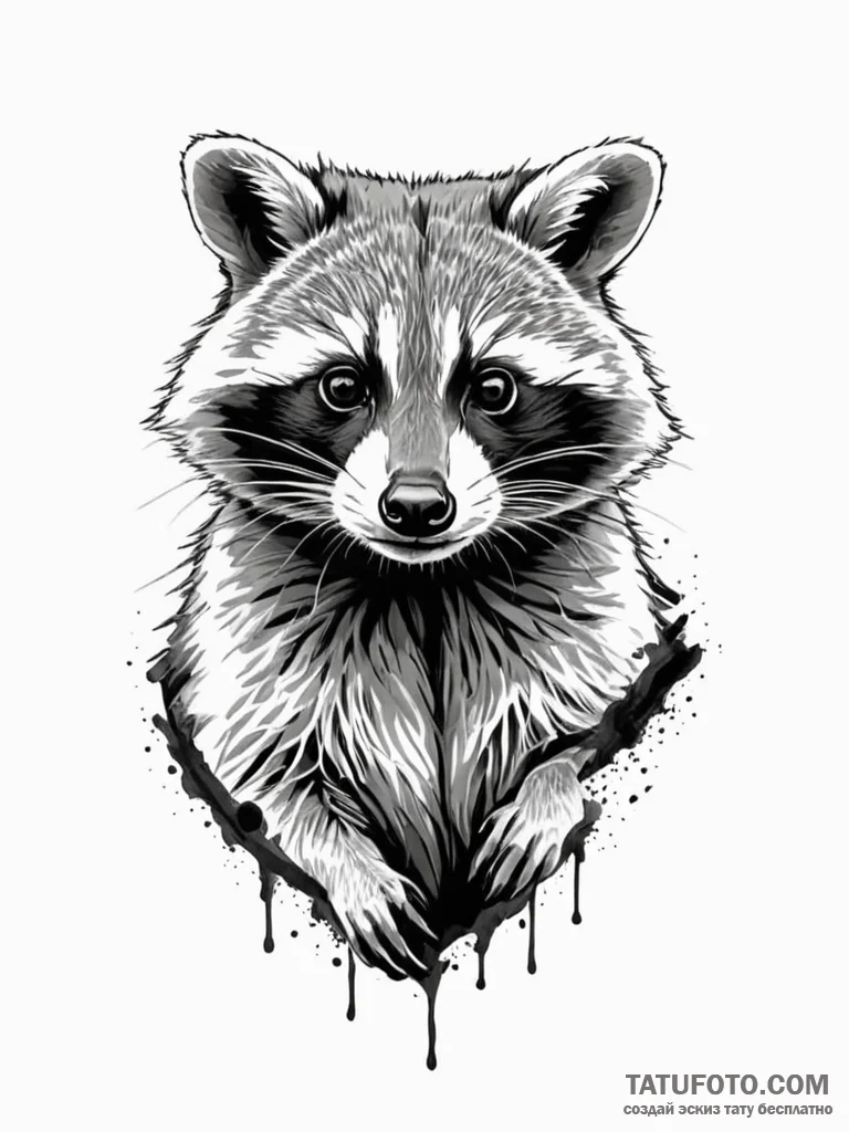 Raccoon - эскиз тату (№1752303662_0, 12.07.2025 07:01) — Tatufoto.com