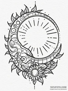 Open cage beneath eclipsed sun, tattoo drawin... - эскиз тату (№1752303745_0, 12.07.2025 07:02) — Tatufoto.com