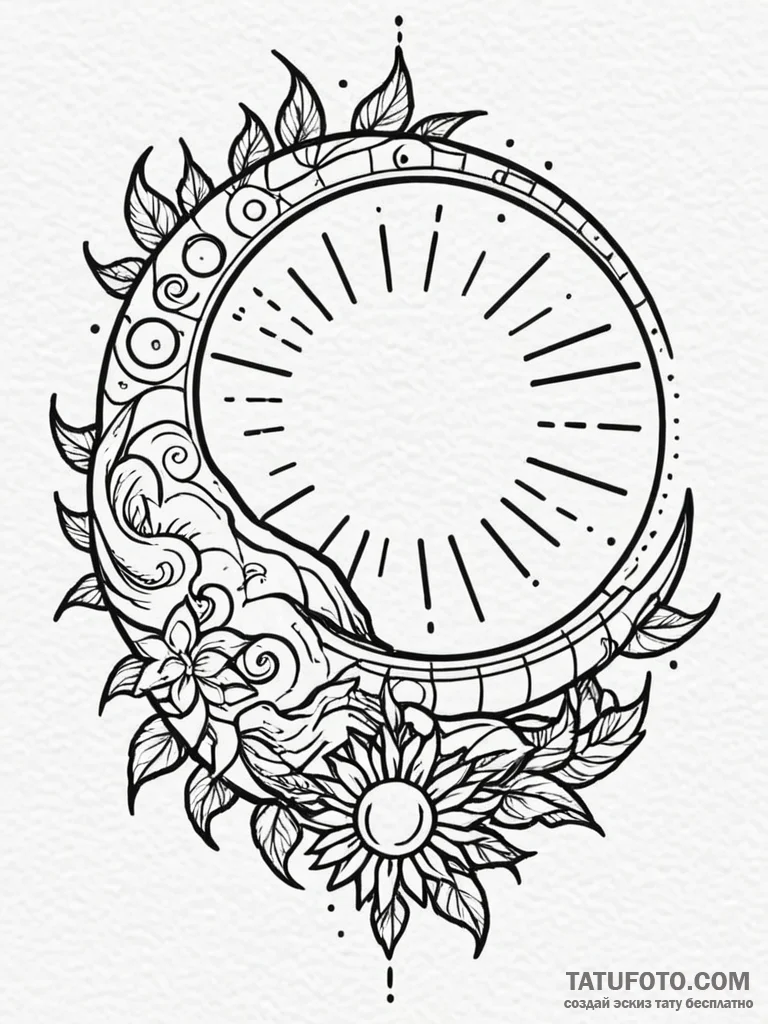 Open cage beneath eclipsed sun, tattoo drawin… — эскиз тату (№1752303745_0, 12.07.2025 07:02) — Tatufoto.com