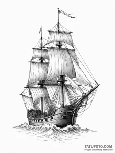 Yardarm of a square-rigged ship, concept art... - эскиз тату (№1752303829_0, 12.07.2025 07:03) — Tatufoto.com