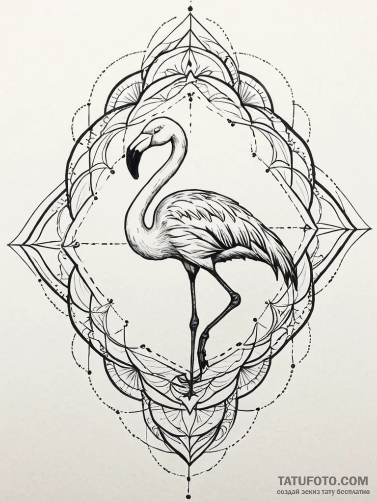 Flamingo, tattoo line art, geometric tattoo s… — эскиз тату (№1752303912_0, 12.07.2025 07:05) — Tatufoto.com