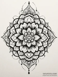Mandala that blooms and closes like a flower,... - эскиз тату (№1752304079_0, 12.07.2025 07:07) — Tatufoto.com