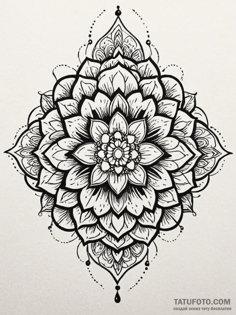 Mandala that blooms and closes like a flower,... - эскиз тату (№1752304079_0, 12.07.2025 07:07) — Tatufoto.com