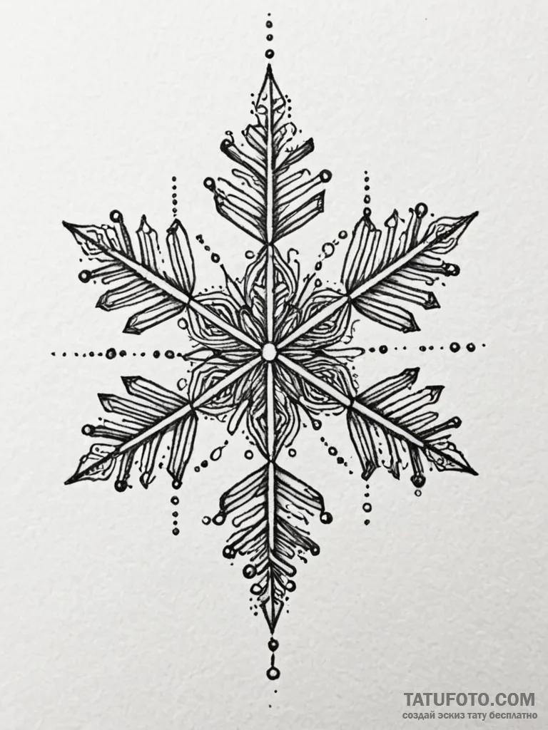 Snowflake under a microscope, tattoo sketch d... - эскиз тату (№1752304163_0, 12.07.2025 07:09) — Tatufoto.com