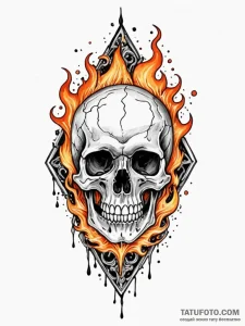 Bone relic resting in flame, tattoo sketch de... - эскиз тату (№1752304664_0, 12.07.2025 07:17) — Tatufoto.com