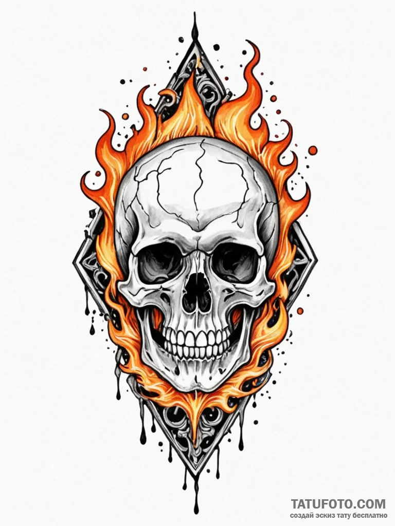 Bone relic resting in flame, tattoo sketch de… — эскиз тату (№1752304664_0, 12.07.2025 07:17) — Tatufoto.com