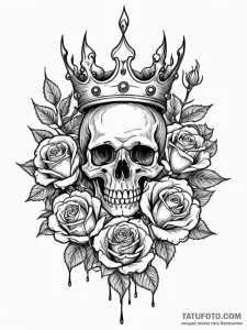 Engraved flame devouring crown, artistic tatt... - эскиз тату (№1752304998_0, 12.07.2025 07:23) — Tatufoto.com