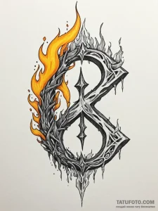 Yellow flame devouring ancient rune, concept... - эскиз тату (№1752305663_0, 12.07.2025 07:34) — Tatufoto.com