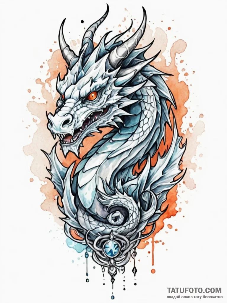 Dragon soul bound in crystal, tattoo drawing... - эскиз тату (№1752305913_0, 12.07.2025 07:38) — Tatufoto.com