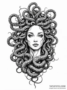 Medusa's head with snakes of living shadow, t... - эскиз тату (№1752306247_0, 12.07.2025 07:44) — Tatufoto.com
