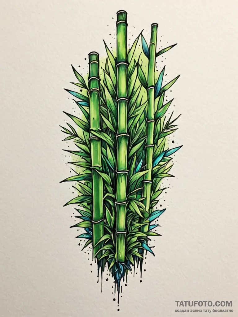 A detailed bamboo forest, serene and calm,, t… — эскиз тату (№1752306581_0, 12.07.2025 07:49) — Tatufoto.com