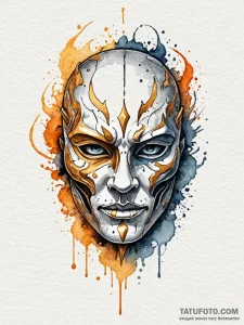 Mask forged from molten gold, concept art for... - эскиз тату (№1752306749_0, 12.07.2025 07:52) — Tatufoto.com