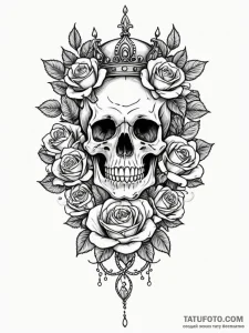 Ancient crown half-buried, ink illustration f... - эскиз тату (№1752306834_0, 12.07.2025 07:53) — Tatufoto.com