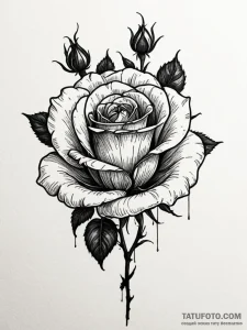 A wilting black rose losing its petals, tatto... - эскиз тату (№1752307088_0, 12.07.2025 07:58) — Tatufoto.com