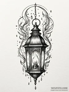 Lantern dripping spectral light, tattoo sketc... - эскиз тату (№1752307933_0, 12.07.2025 08:12) — Tatufoto.com
