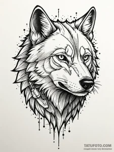 Cybernetic wolf with glowing optic sensors an... - эскиз тату (№1752308018_0, 12.07.2025 08:13) — Tatufoto.com