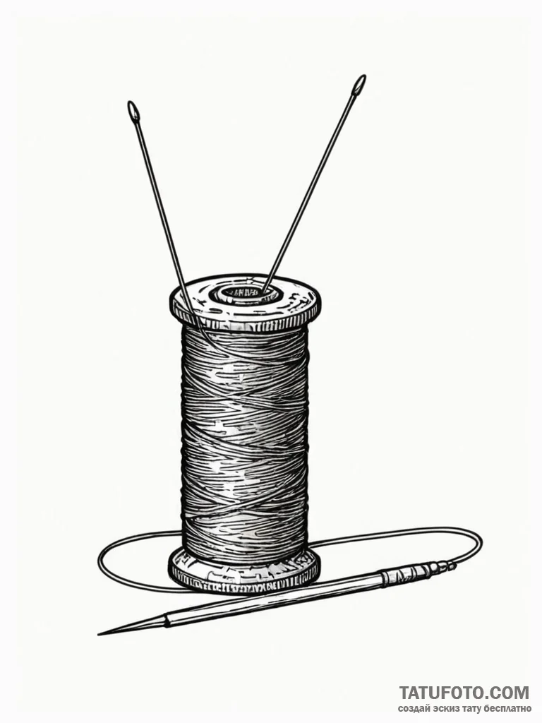 A sewing needle and thread - эскиз тату (№1752308694_0, 12.07.2025 08:24) — Tatufoto.com