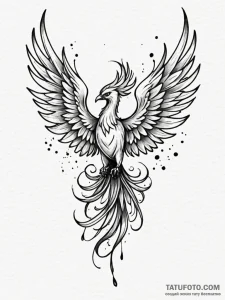 Atomic phoenix with digitized wings, tattoo f... - эскиз тату (№1752308946_0, 12.07.2025 08:29) — Tatufoto.com
