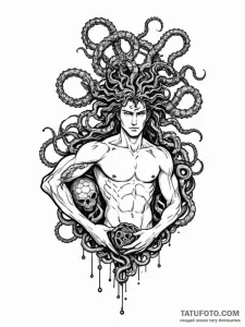Perseus holding the head of a robotic medusa,... - эскиз тату (№1752309031_0, 12.07.2025 08:30) — Tatufoto.com